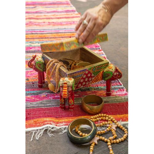 Boîte Déco Éléphant En Bois "delhi" 23cm Multicolore