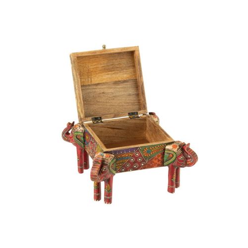 Boîte Déco Éléphant En Bois "delhi" 23cm Multicolore