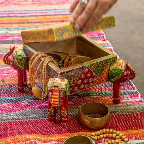 Boîte Déco Éléphant En Bois "delhi" 23cm Multicolore