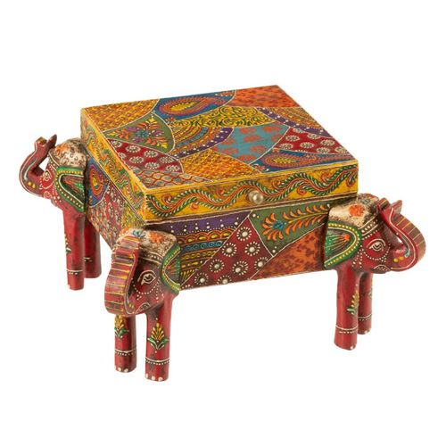 Boîte Déco Éléphant En Bois "delhi" 23cm Multicolore