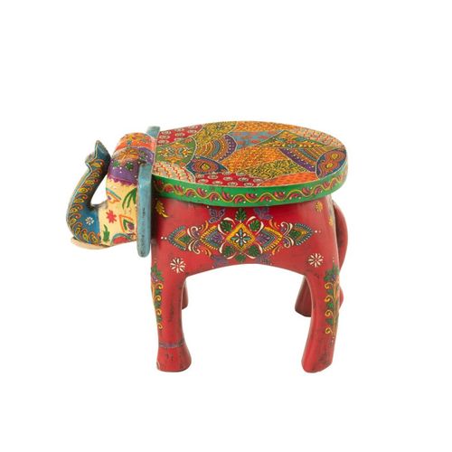 Tabouret Éléphant En Bois "delhi" 35cm Multicolore