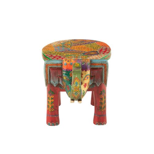 Tabouret Éléphant En Bois "delhi" 35cm Multicolore