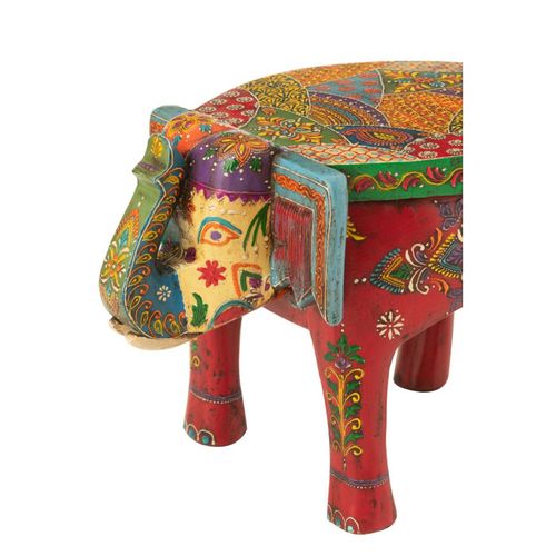 Tabouret Éléphant En Bois "delhi" 35cm Multicolore