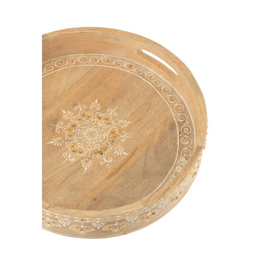 Lot De 2 Plateaux En Bois "perle Du Sahara" 40cm Naturel
