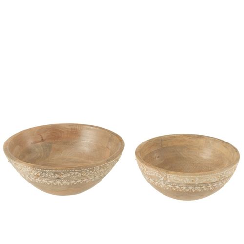 Lot De 2 Saladiers En Bois "perle Du Sahara" 25cm Naturel