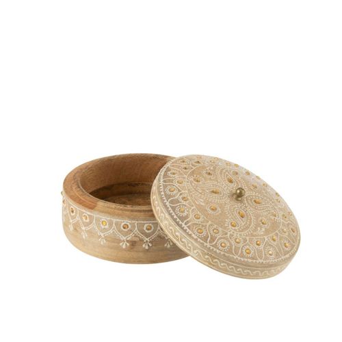 Boîte Déco En Bois "perle Du Sahara" 14cm Naturel
