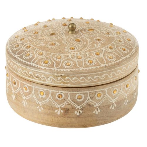 Boîte Déco En Bois "perle Du Sahara" 14cm Naturel