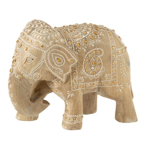 Éléphant En Bois "perle Du Sahara" 20cm Naturel