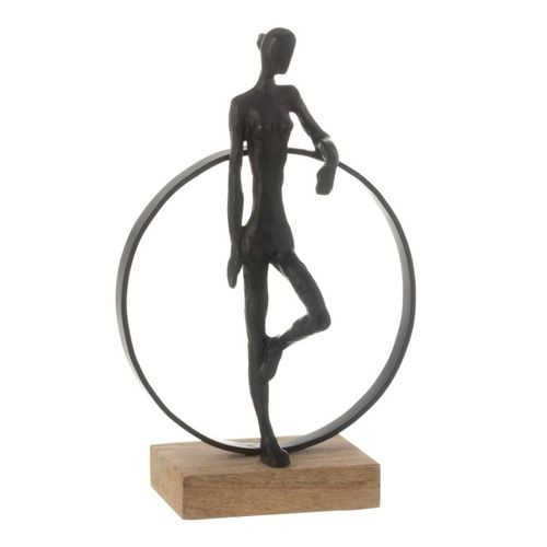Statuette Déco Femme "anneau" 32cm Noir