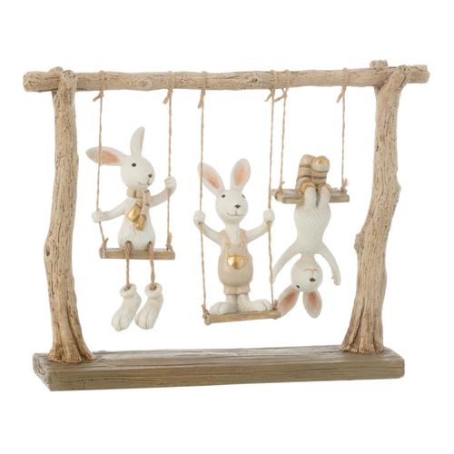 Objet Déco Lapins "balançoire" 26cm Naturel