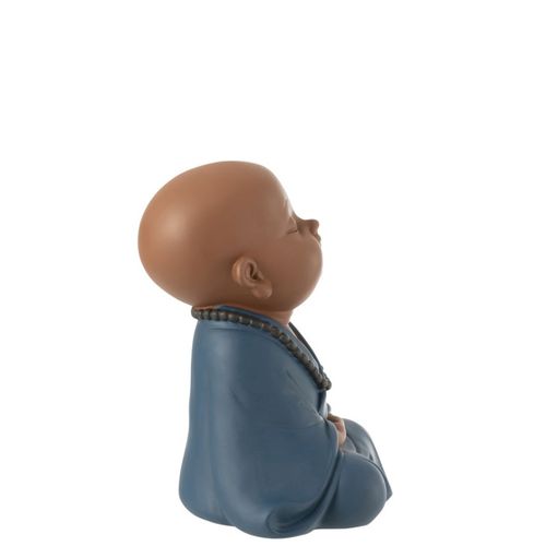 Statuette Moine Zen "grady" 23cm Bleu