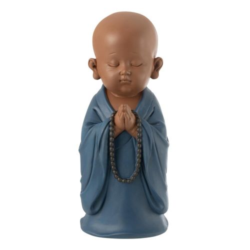 Statuette Moine Prière "grady" 32cm Bleu