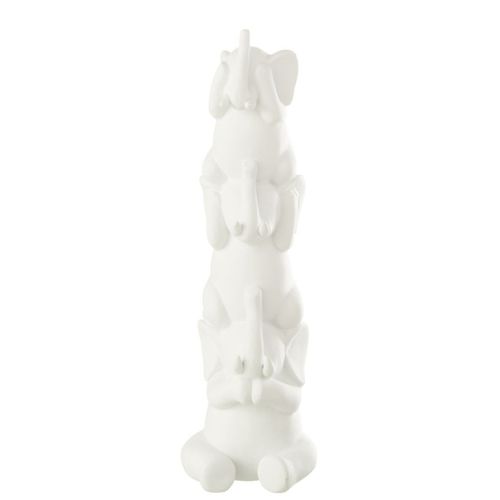 Statuette Éléphant Pyramide "burl" 31cm Blanc
