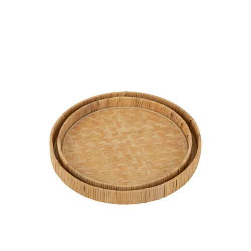 Lot De 2 Plateaux En Bambou "refugio" 45cm Naturel