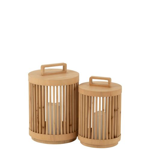 Lampe à Poser à LED En Bois "cylindrique" 36cm Naturel