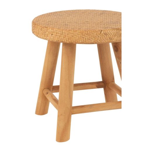 Tabouret Rond Cannage En Rotin "malinda" 29cm Naturel