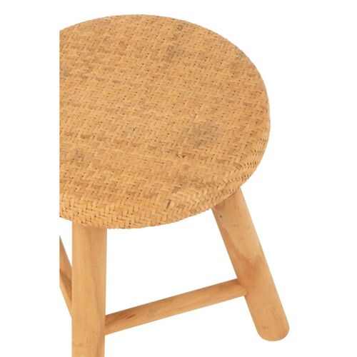 Tabouret Rond Cannage En Rotin "malinda" 29cm Naturel