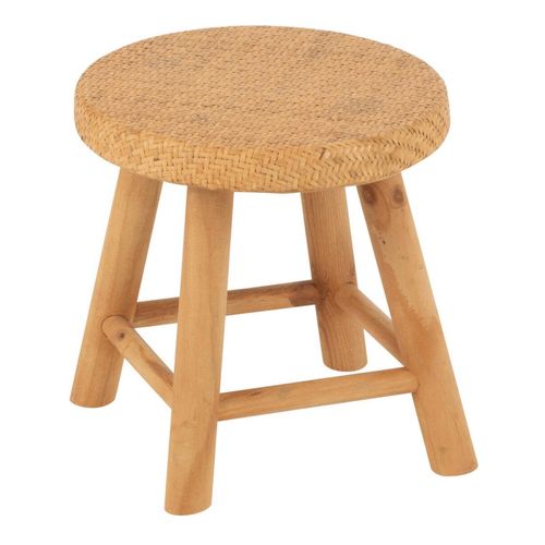 Tabouret Rond Cannage En Rotin "malinda" 29cm Naturel