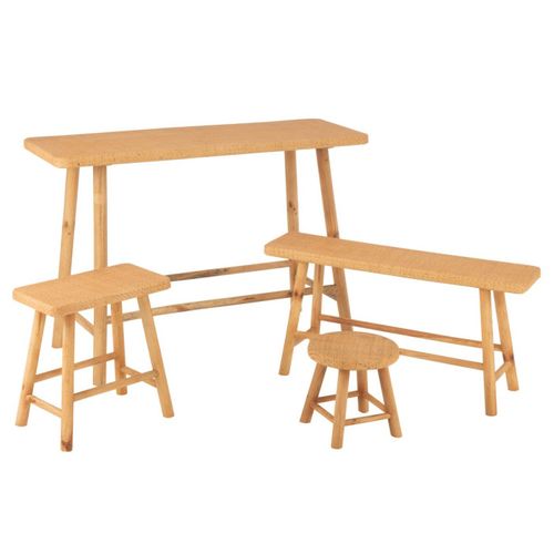 Tabouret Rond Cannage En Rotin "malinda" 29cm Naturel