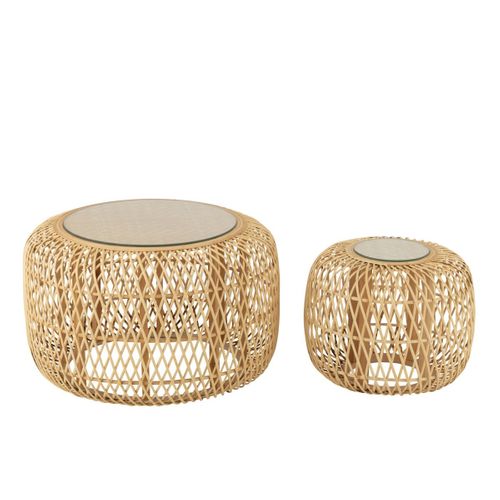Lot De 2 Tables Basses Gigognes "africa" 80cm Naturel