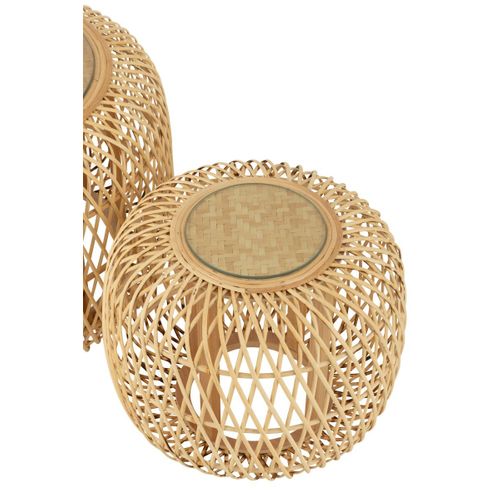 Lot De 2 Tables Basses Gigognes "africa" 80cm Naturel