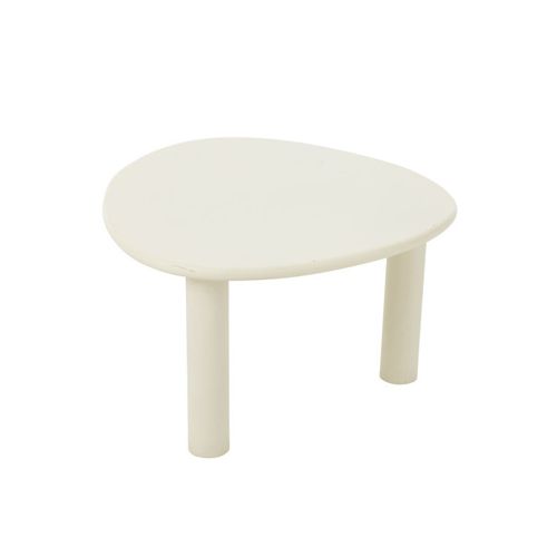 Table Basse Bois Design Épuré Contemporain - 66x75x38 Cm - Blanc Cassé