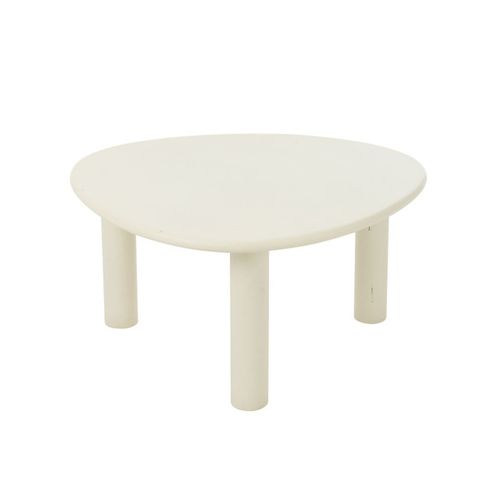 Table Basse Bois Design Épuré Contemporain - 66x75x38 Cm - Blanc Cassé