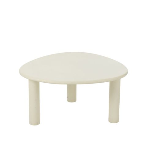 Table Basse Bois Design Épuré Contemporain - 66x75x38 Cm - Blanc Cassé