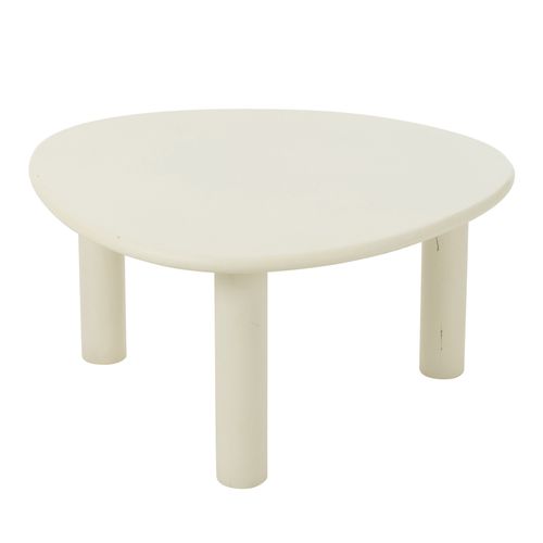 Table Basse Bois Design Épuré Contemporain - 66x75x38 Cm - Blanc Cassé