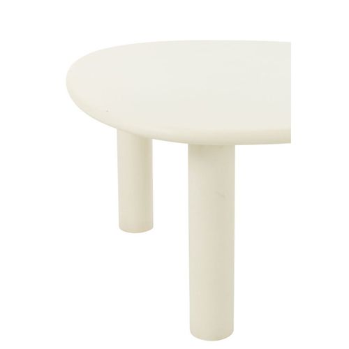 Table Basse Bois Design Épuré Contemporain - 66x75x38 Cm - Blanc Cassé