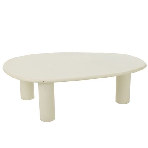 Table Basse Bois Design Épuré Contemporain - 59x108x33 Cm - Blanc Cassé