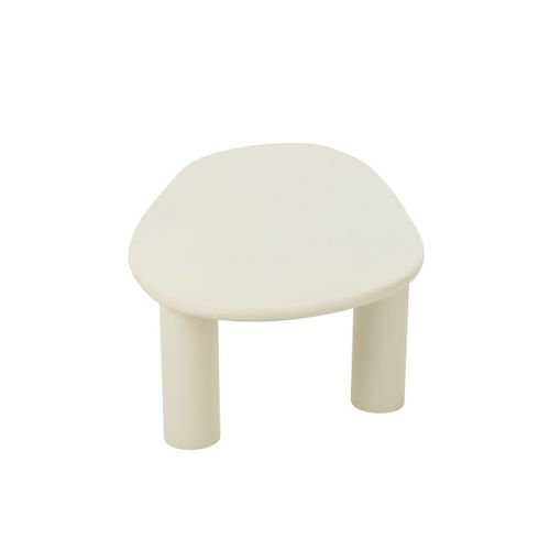 Table Basse Bois Design Épuré Contemporain - 59x108x33 Cm - Blanc Cassé