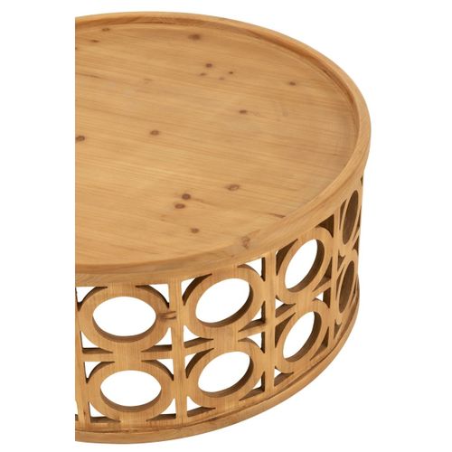 Table Basse Sculptée En Bois "charity" 80cm Naturel