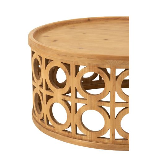 Table Basse Sculptée En Bois "charity" 80cm Naturel