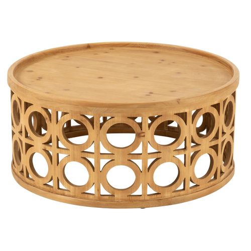 Table Basse Sculptée En Bois "charity" 80cm Naturel