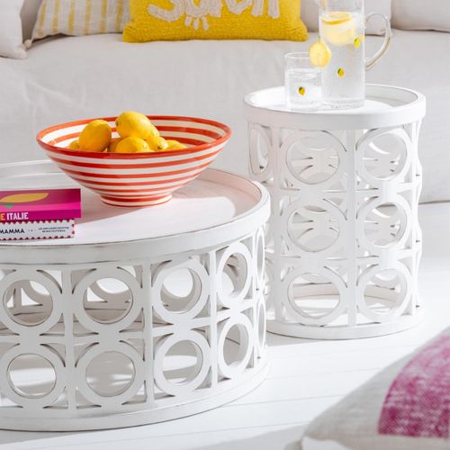 Table Basse Sculptée "charity" 78cm Blanc