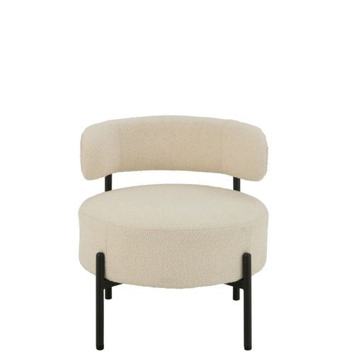Fauteuil Lounge En Tissu Bouclé "aldo" 67cm Blanc