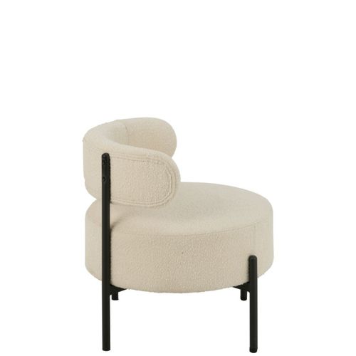 Fauteuil Lounge En Tissu Bouclé "aldo" 67cm Blanc