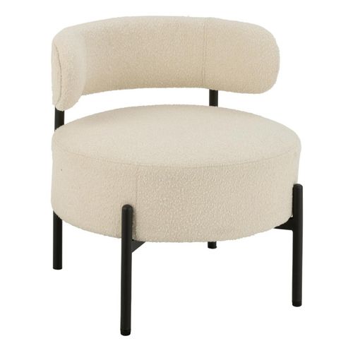 Fauteuil Lounge En Tissu Bouclé "aldo" 67cm Blanc