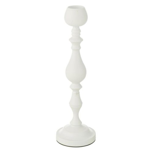 Bougeoir En Métal "monarchy" 47cm Blanc