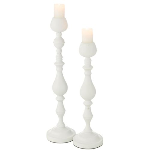 Bougeoir En Métal "monarchy" 57cm Blanc