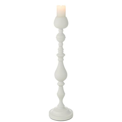 Bougeoir En Métal "monarchy" 57cm Blanc