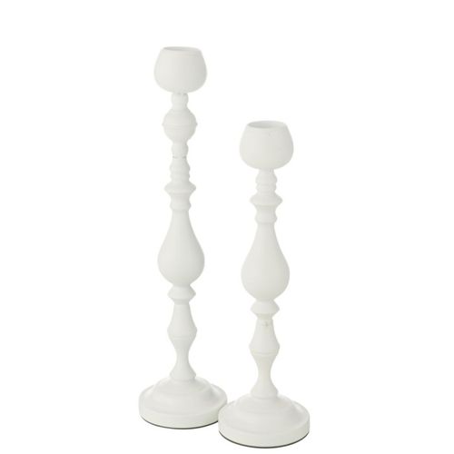 Bougeoir En Métal "monarchy" 57cm Blanc