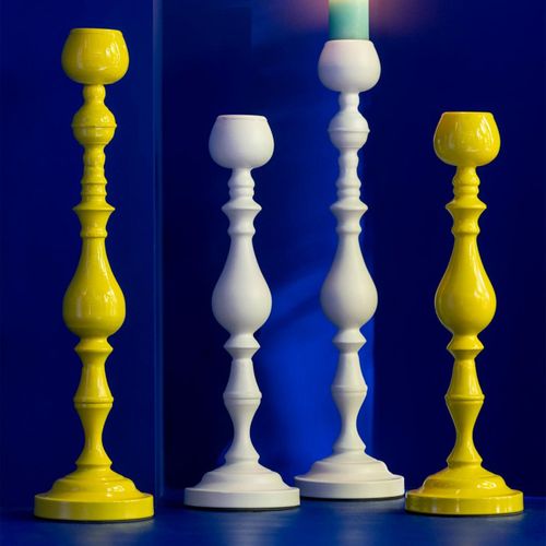 Bougeoir En Métal "monarchy" 57cm Blanc