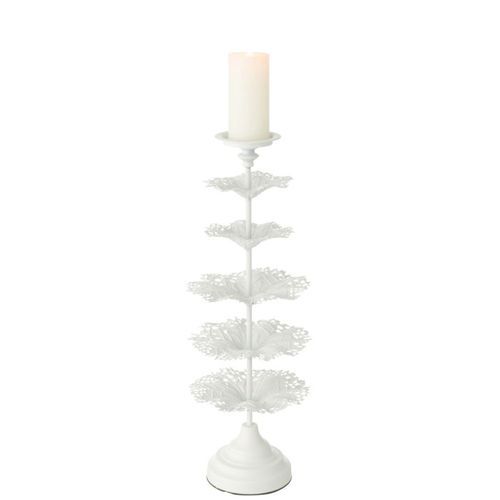 Photophore Design En Métal "arbre" 62cm Blanc