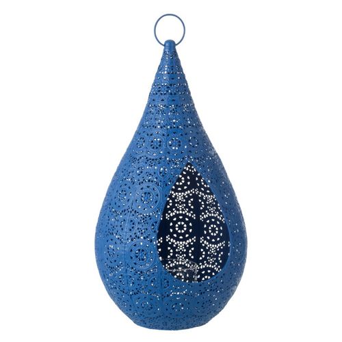 Photophore En Métal "drop" 50cm Bleu
