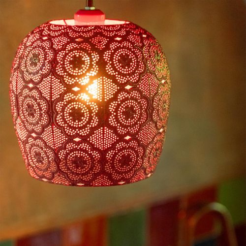 Lampe Suspension En Métal "alive" 39cm Rouge