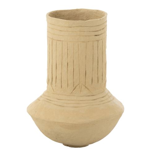 Pot Décoratif En Papier Mâché Naturel - 40x40x60 Cm - Beige