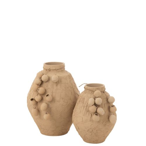Vase Décoratif Texturé En Papier Mâché - 45x45x60 Cm - Naturel