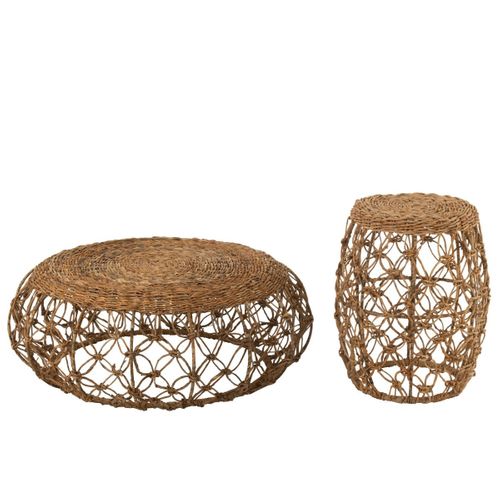 Table Basse En Feuille De Bananier "baril" 60cm Naturel